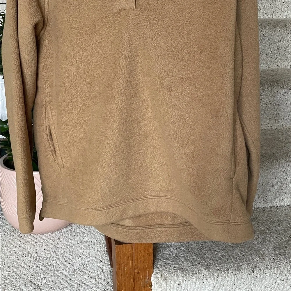 J. Crew Camel Fleece Sherpa Button-Up Pop Over Sweater